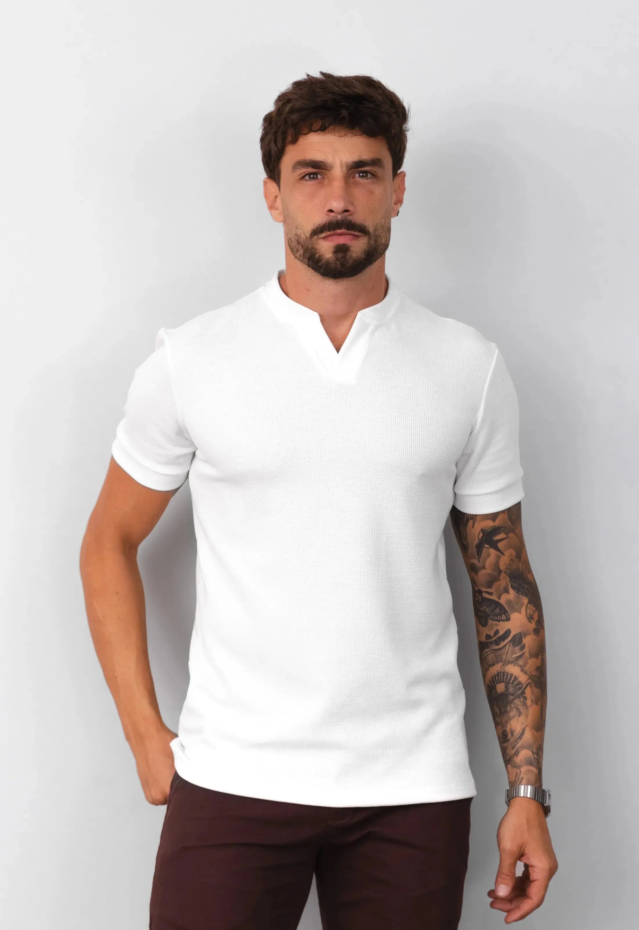 Camiseta Tricot Italiana Branca CW STORE