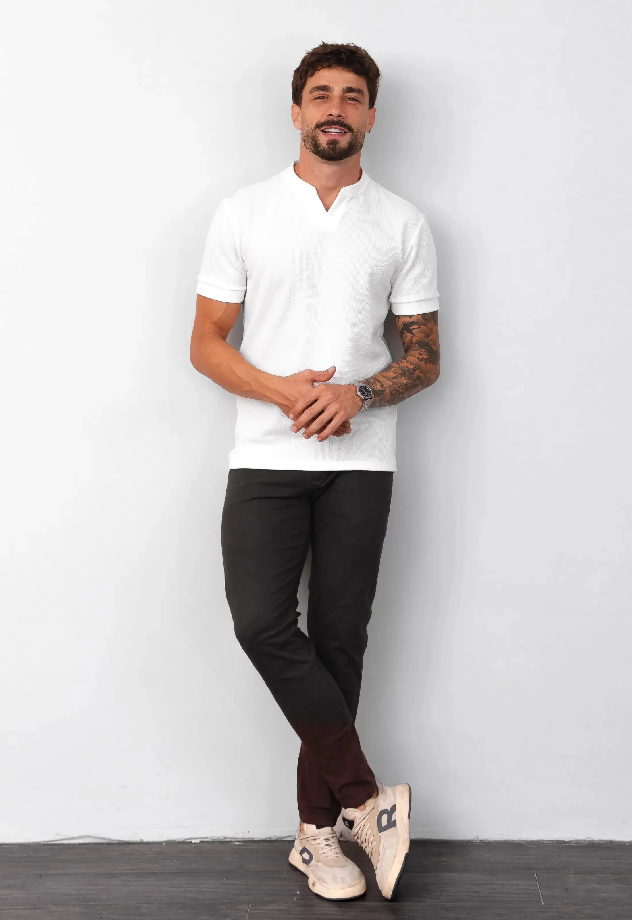 Camiseta Tricot Italiana Branca CW STORE