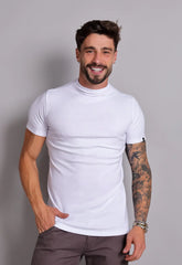 CAMISETA SLIM GOLA CONTINUA CANELADA BRANCA