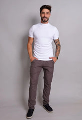 CAMISETA SLIM GOLA CONTINUA CANELADA BRANCA