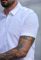 Camisa Masculina Manga Curta Slim Flame Branco CW STORE