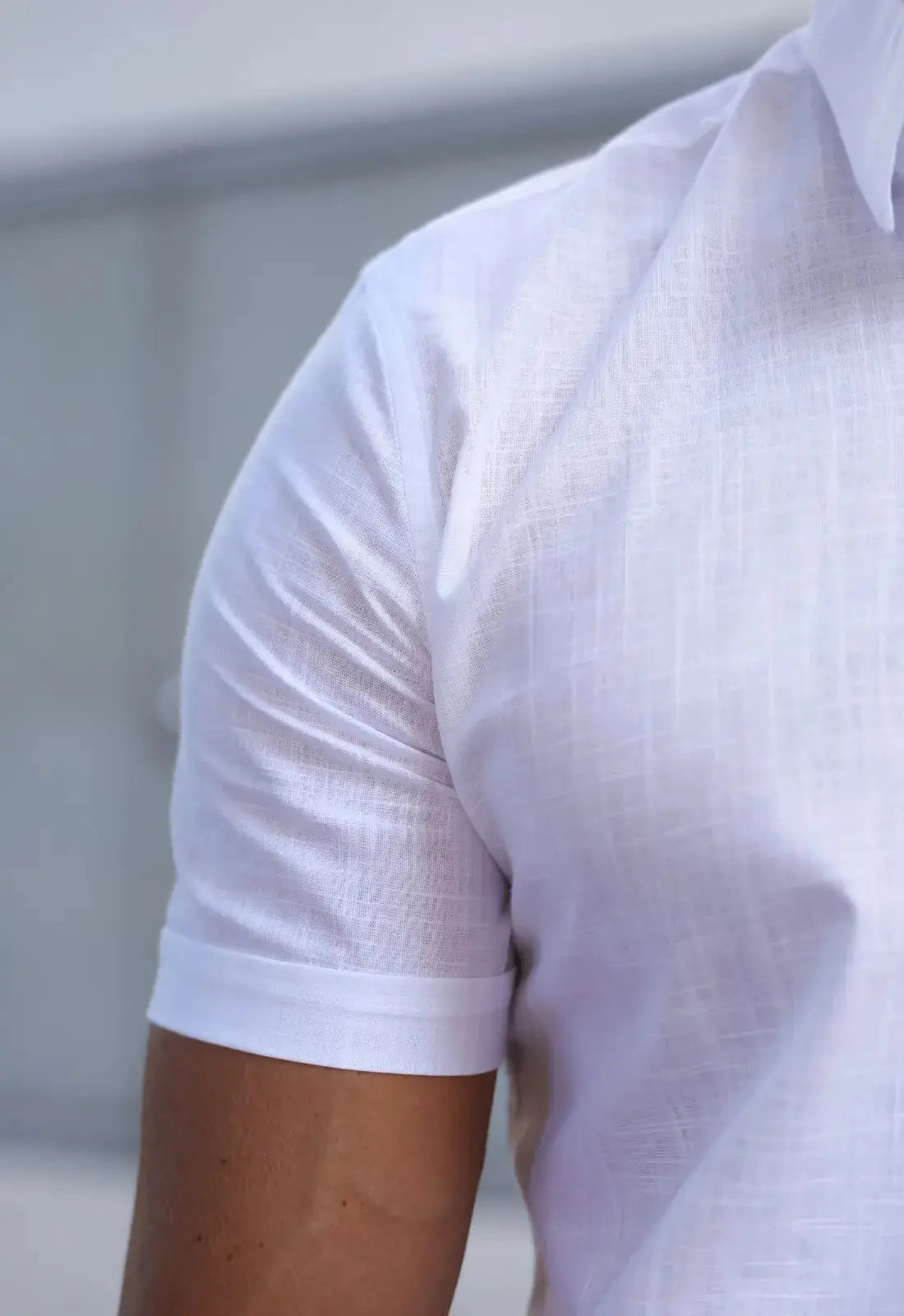 Camisa Masculina Manga Curta Slim Flame Branco CW STORE