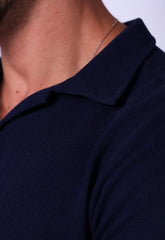 Camisa Polo Italiana Tricot Azul Marinho - CW STORE