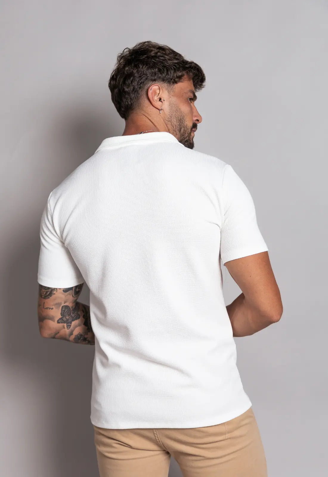 Camisa Polo Italiana Tricot Branca - CW STORE