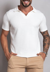 Camisa Polo Italiana Tricot Branca - CW STORE