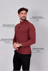 Camiseta Gola Alta Canelada Manga Longa Coral CW STORE