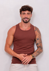 Camiseta Regata Americana Masculina Marrom