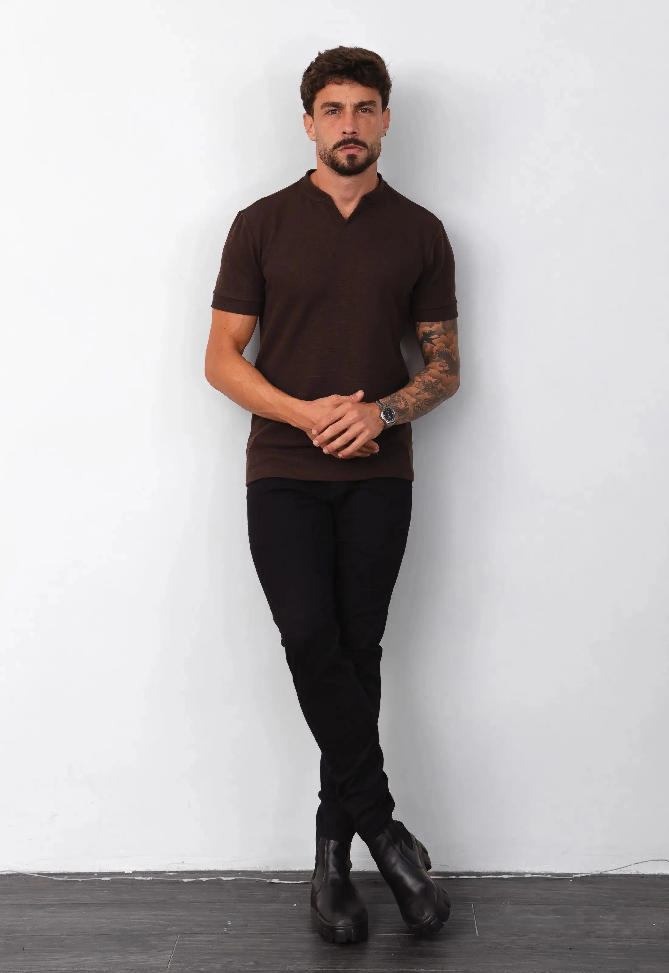 Camiseta Tricot Italiana Marrom CW STORE