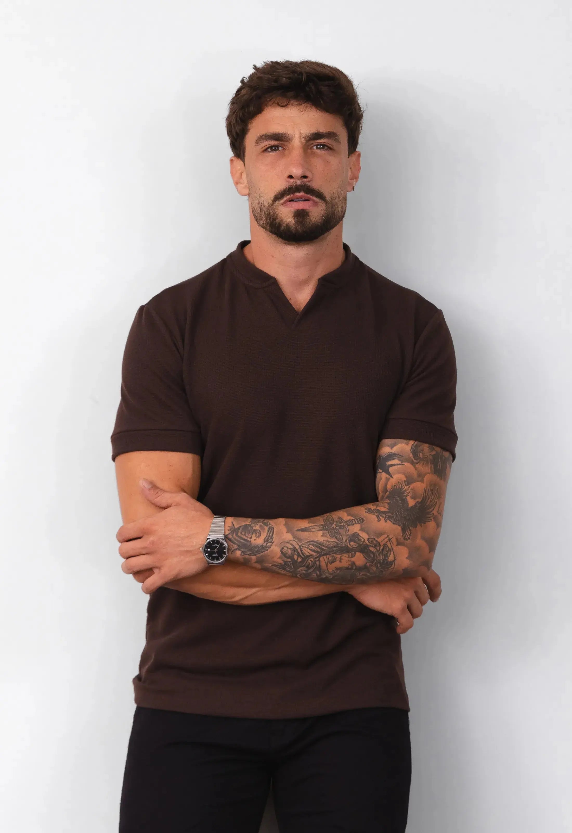 Camiseta Tricot Italiana Marrom CW STORE