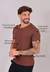 Camiseta Masculina Tricot Marrom Café CW STORE