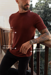 Camiseta Masculina Tricot Touch Slim Marsala CW STORE