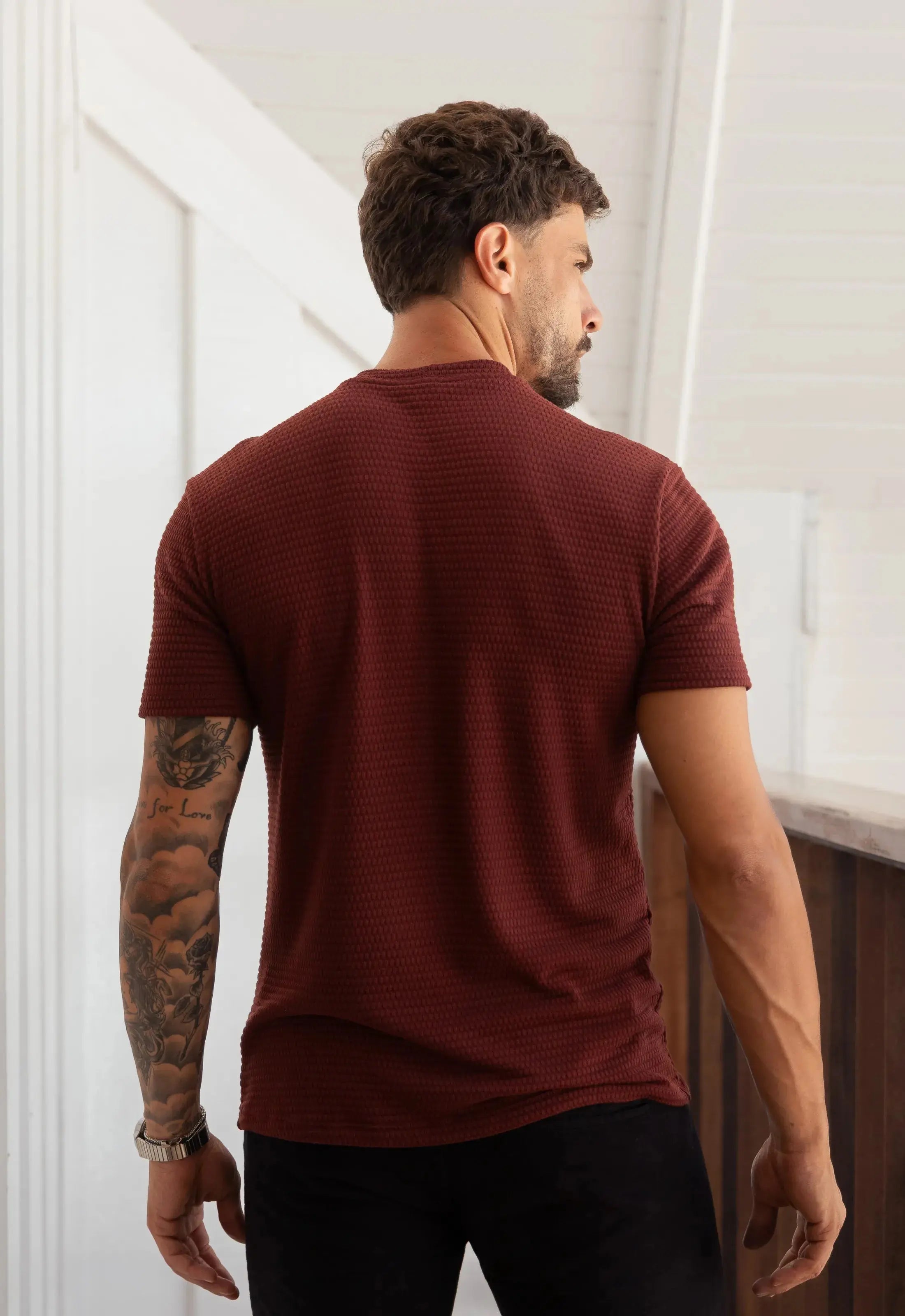 Camiseta Masculina Tricot Touch Slim Marsala CW STORE