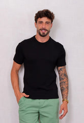Camiseta Masculina Tricot Touch Slim Preto CW STORE