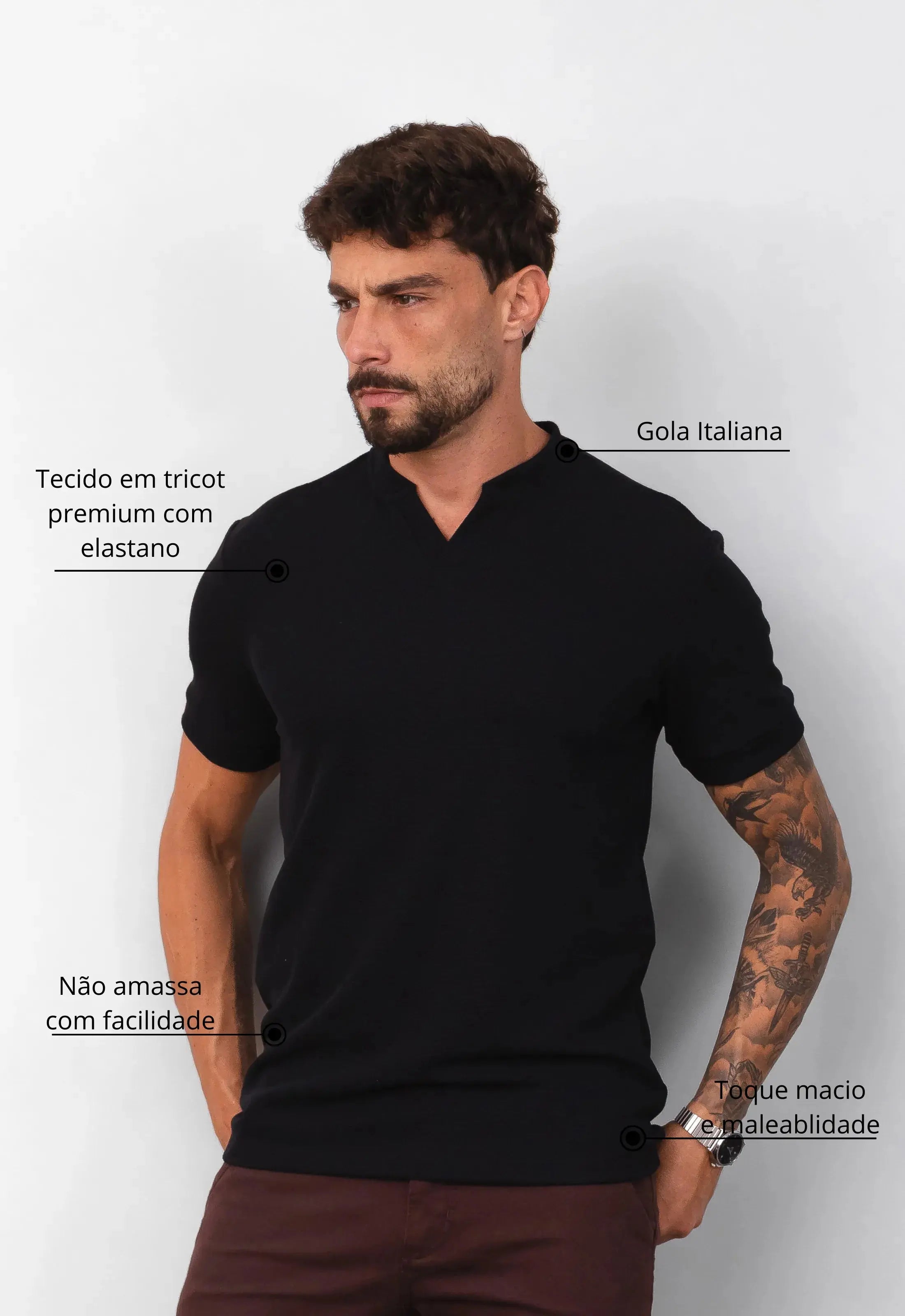 Camiseta Tricot Italiana Preta CW STORE
