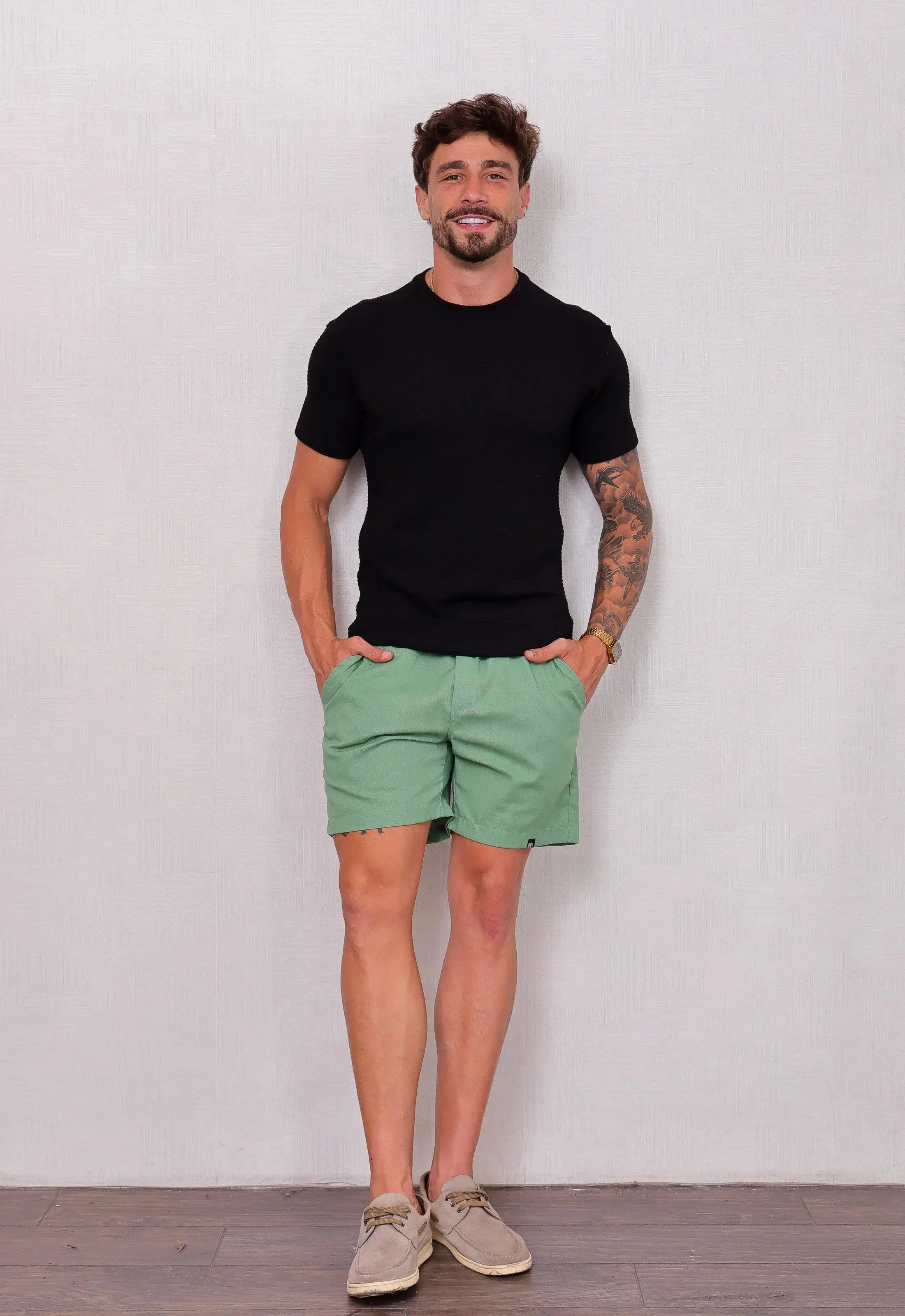 Camiseta Masculina Tricot Touch Slim Preto CW STORE