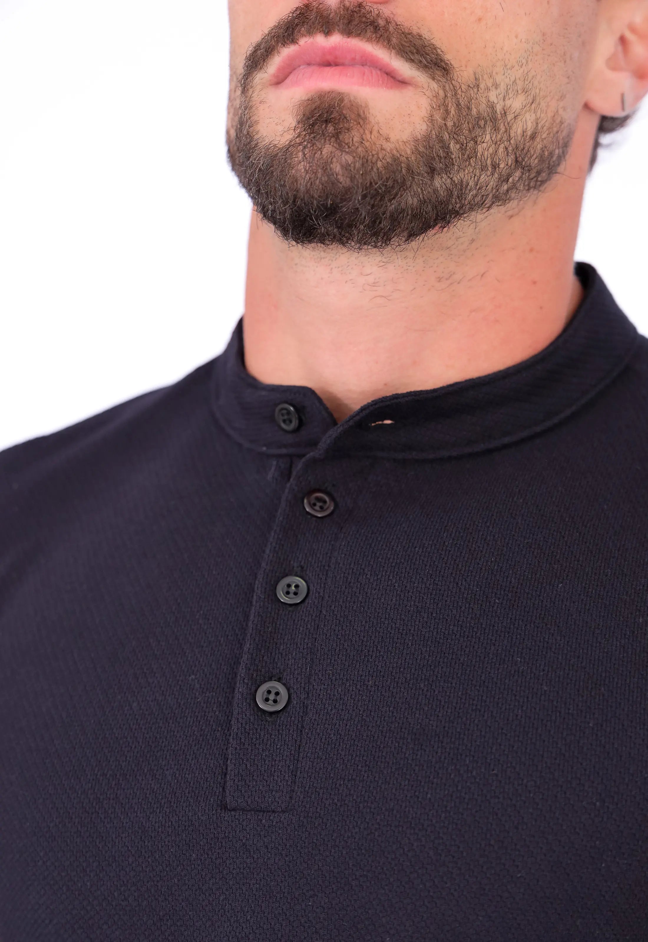 Camiseta Henley Slim Tricot Preto CW STORE