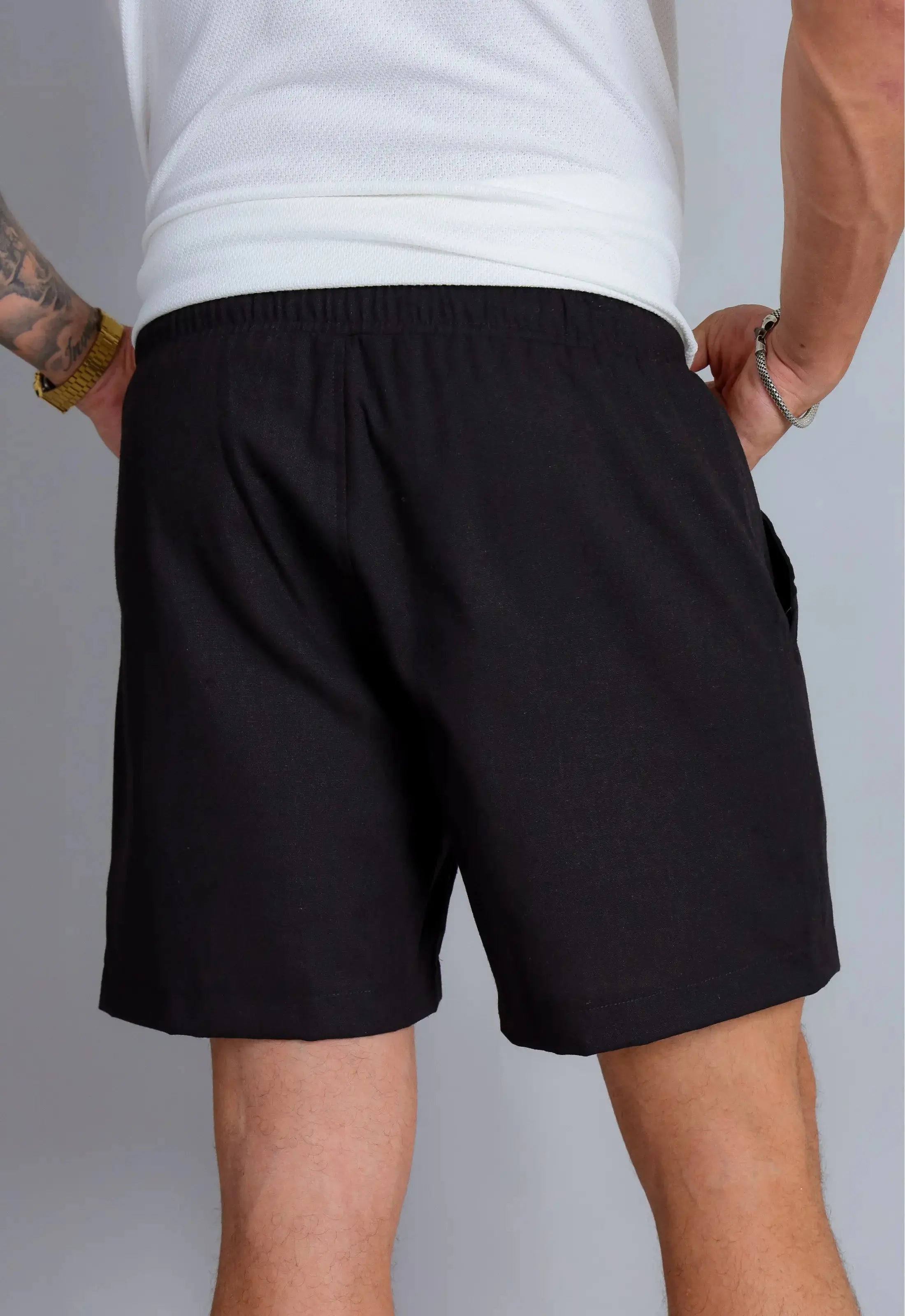 Shorts de Linho Masculino Preto CW STORE