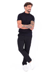 Camiseta Henley Slim Tricot Preto CW STORE