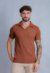 Camisa Polo Italiana Tricot Terracota Escuro CW STORE