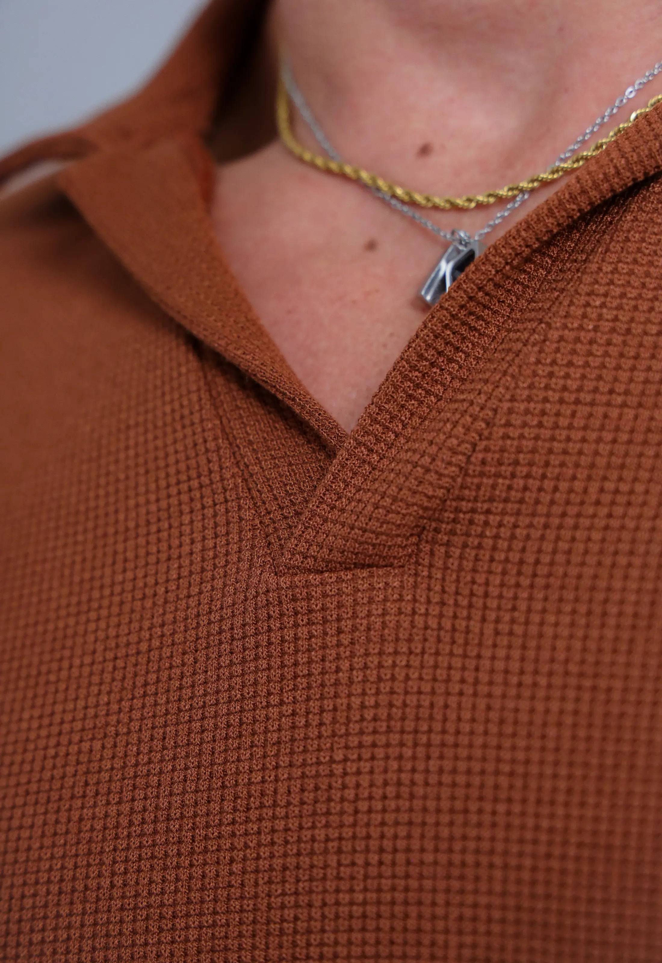 Camisa Polo Italiana Tricot Terracota Escuro CW STORE