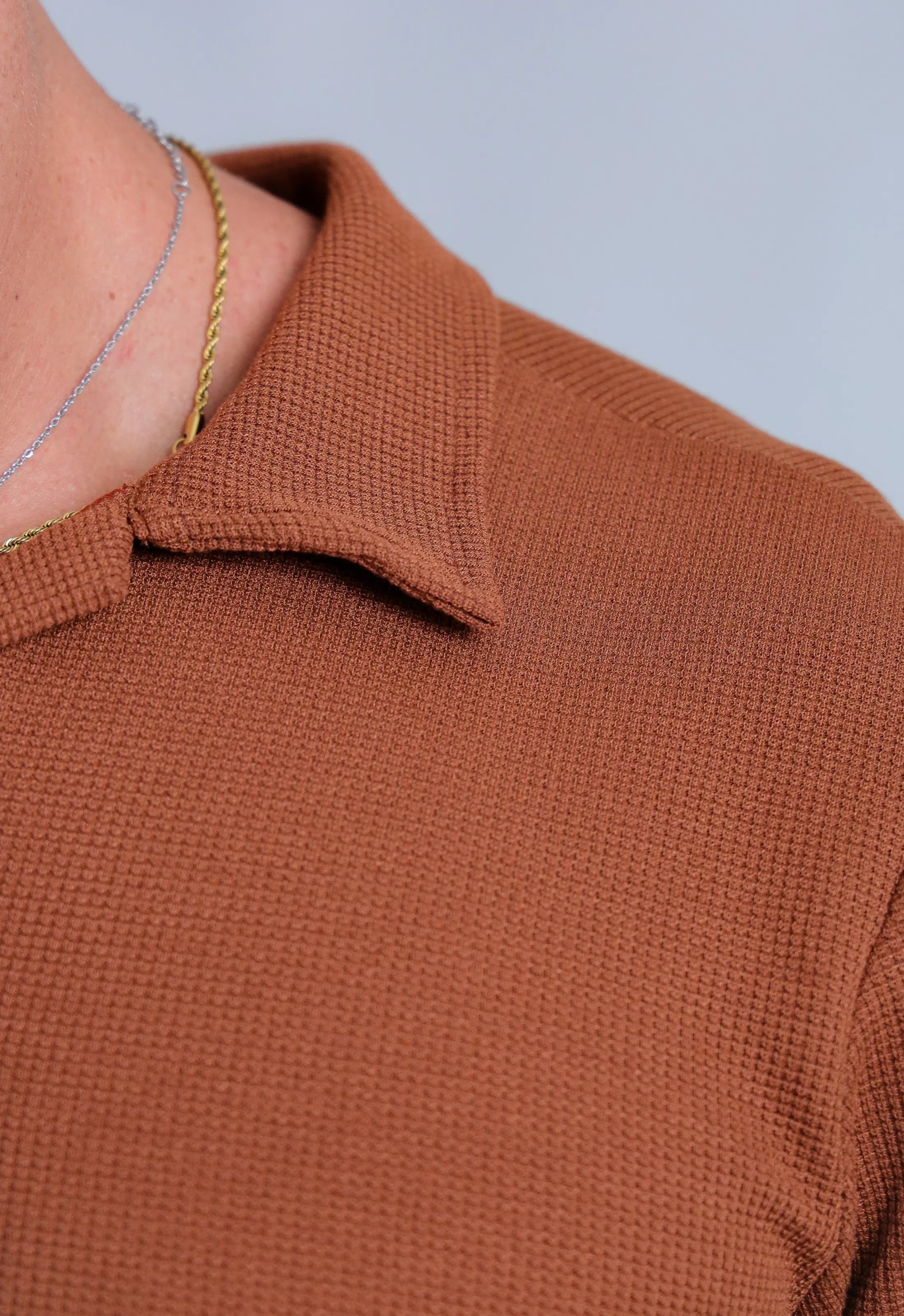 Camisa Polo Italiana Tricot Terracota Escuro CW STORE