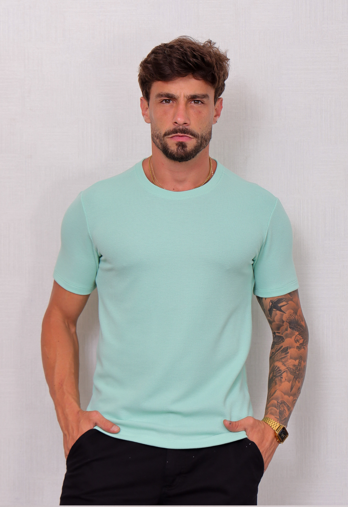Camiseta Masculina Tricot Verde Claro