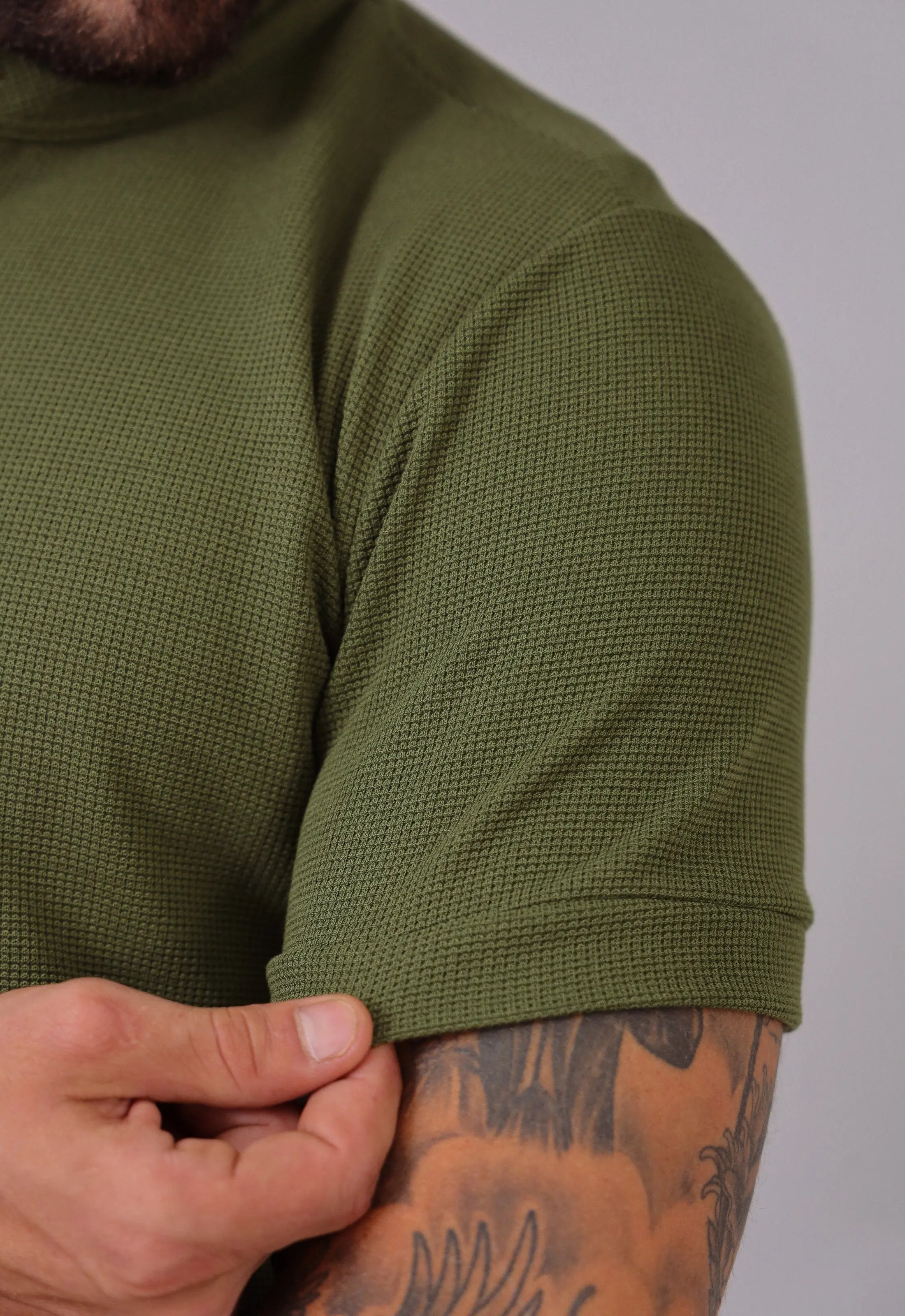 Camiseta Henley Slim Tricot com Elastano Verde CW STORE
