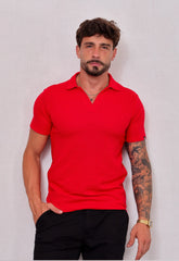 Camisa Polo Italiana Tricot Vermelha CW STORE