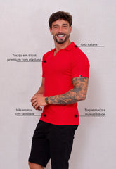 Camisa Polo Italiana Tricot Vermelha CW STORE