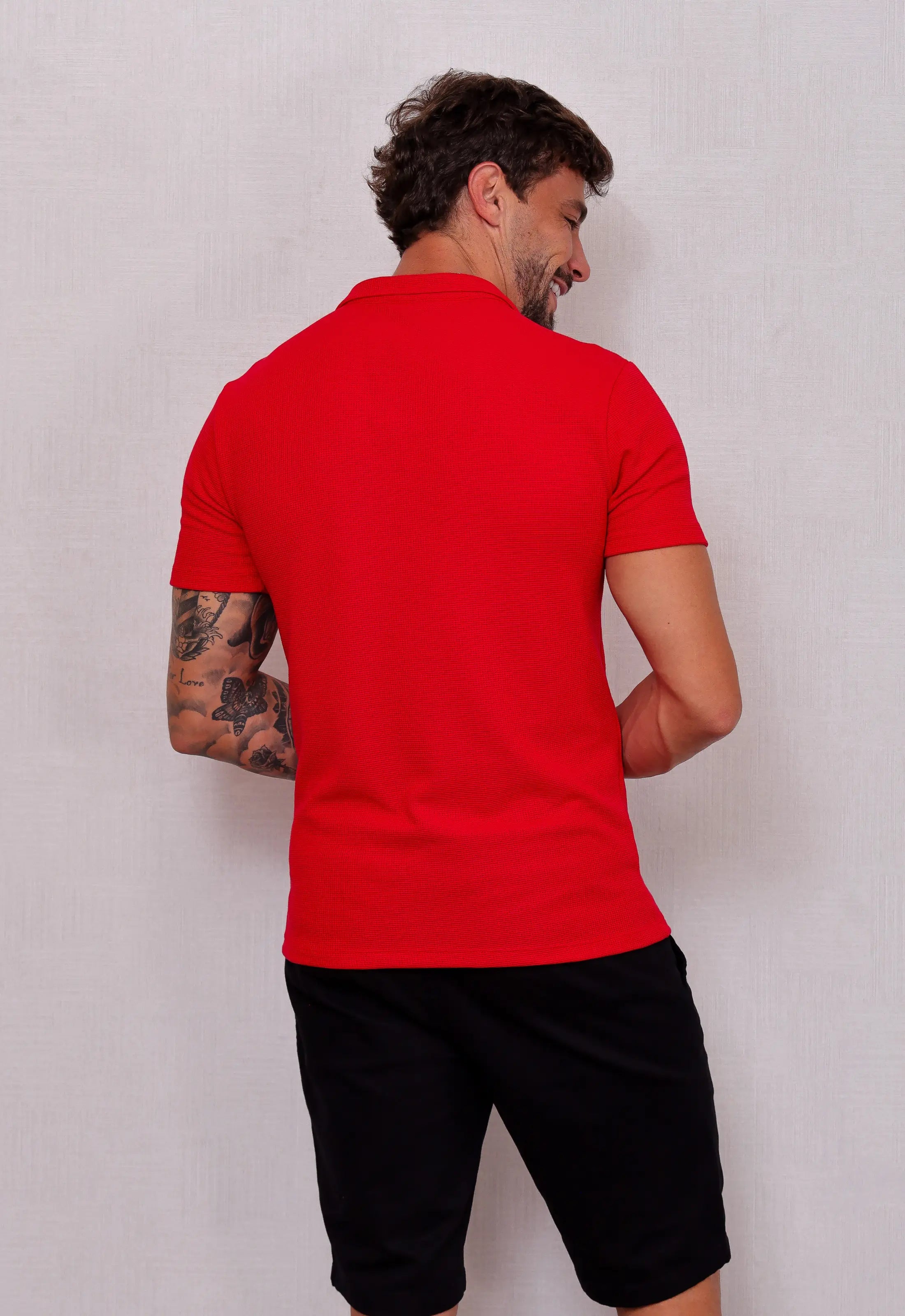 Camisa Polo Italiana Tricot Vermelha CW STORE