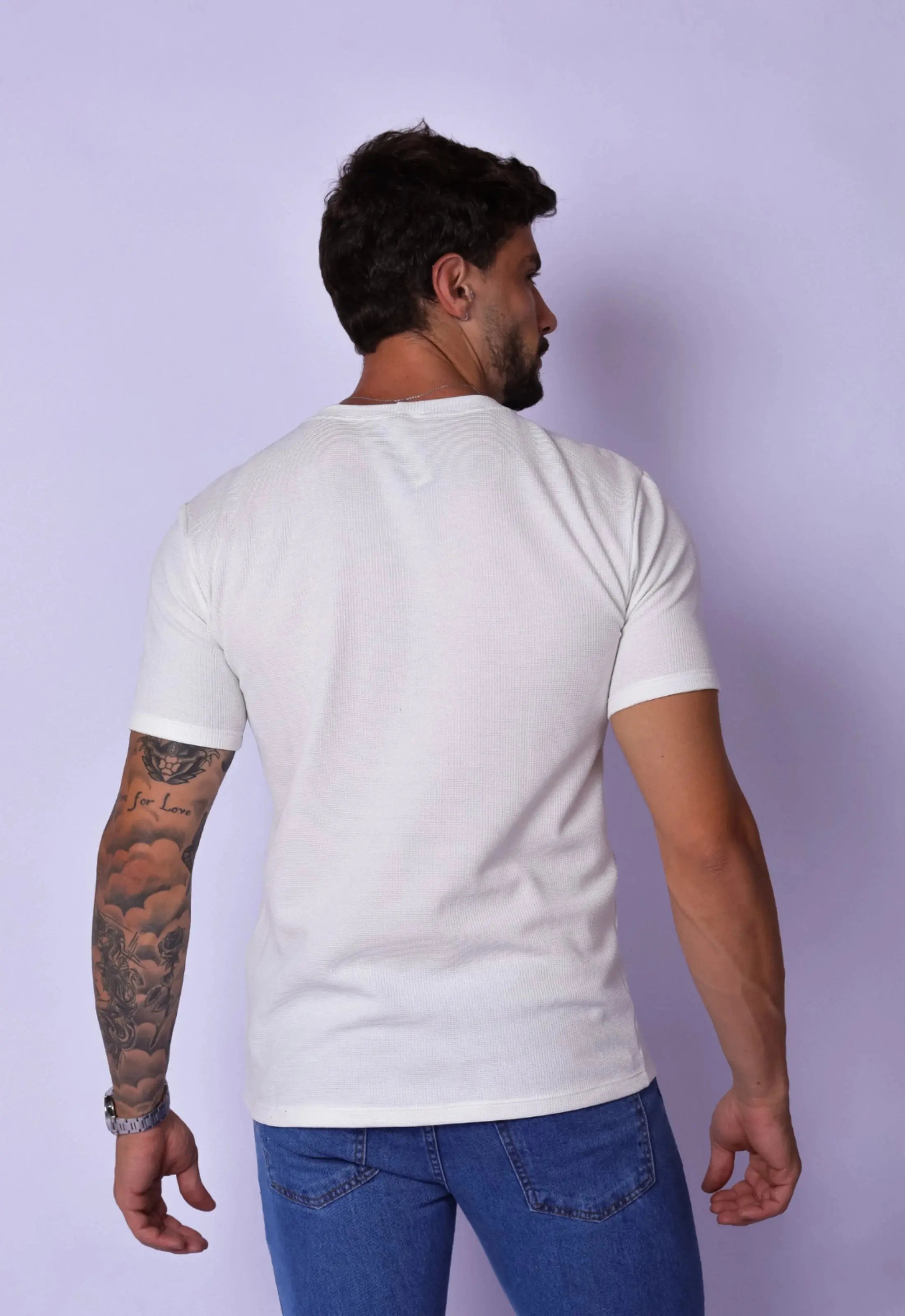 Camiseta Masculina Tricot Branca – moda masculina premium | CW Store