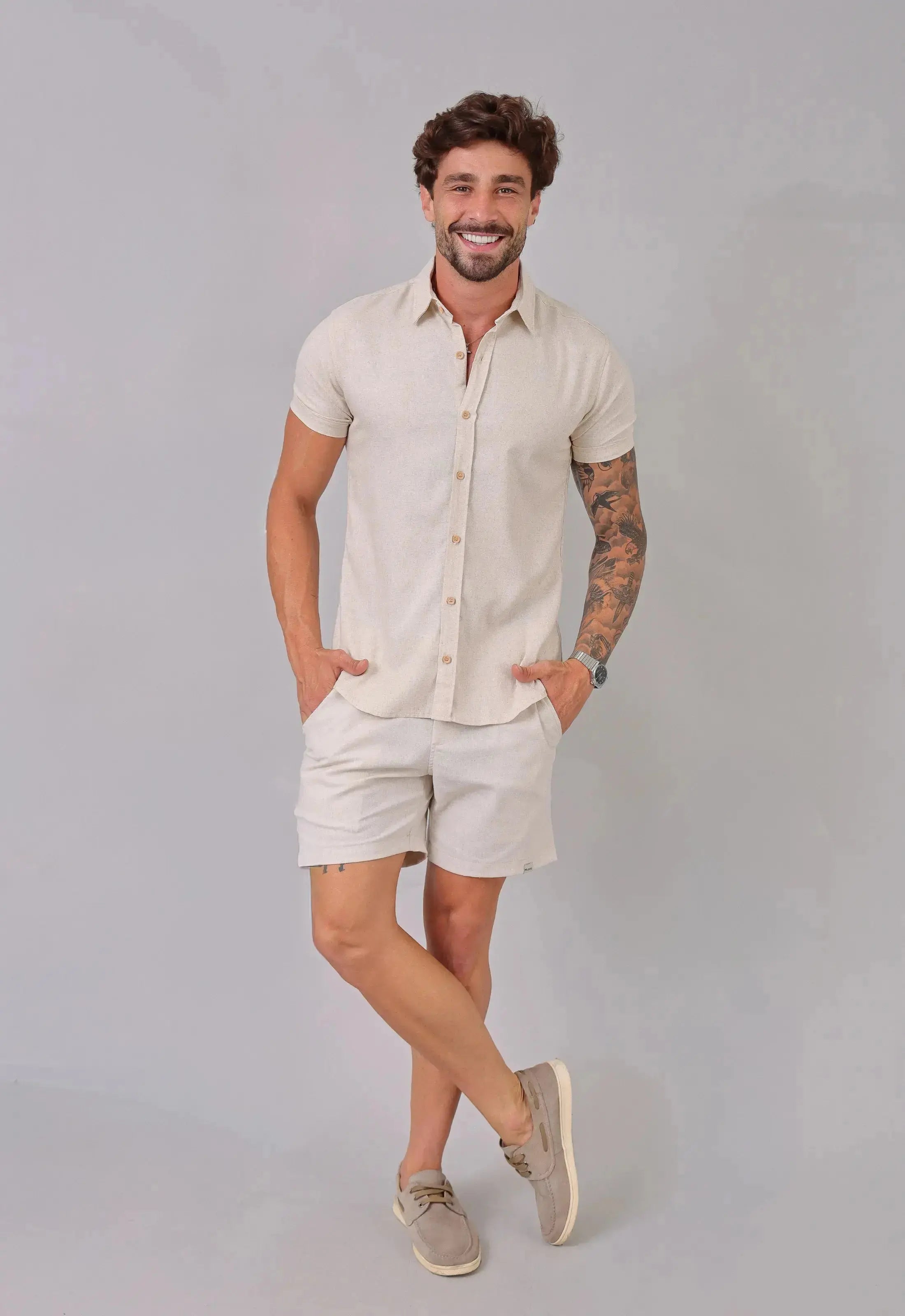 Camisa Masculina Linho com Viscose – tecido de toque macio e caimento leve | CW Store