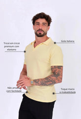 Camisa Polo Italiana Tricot Masculina Amarela – tricô premium com elastano | CW Store