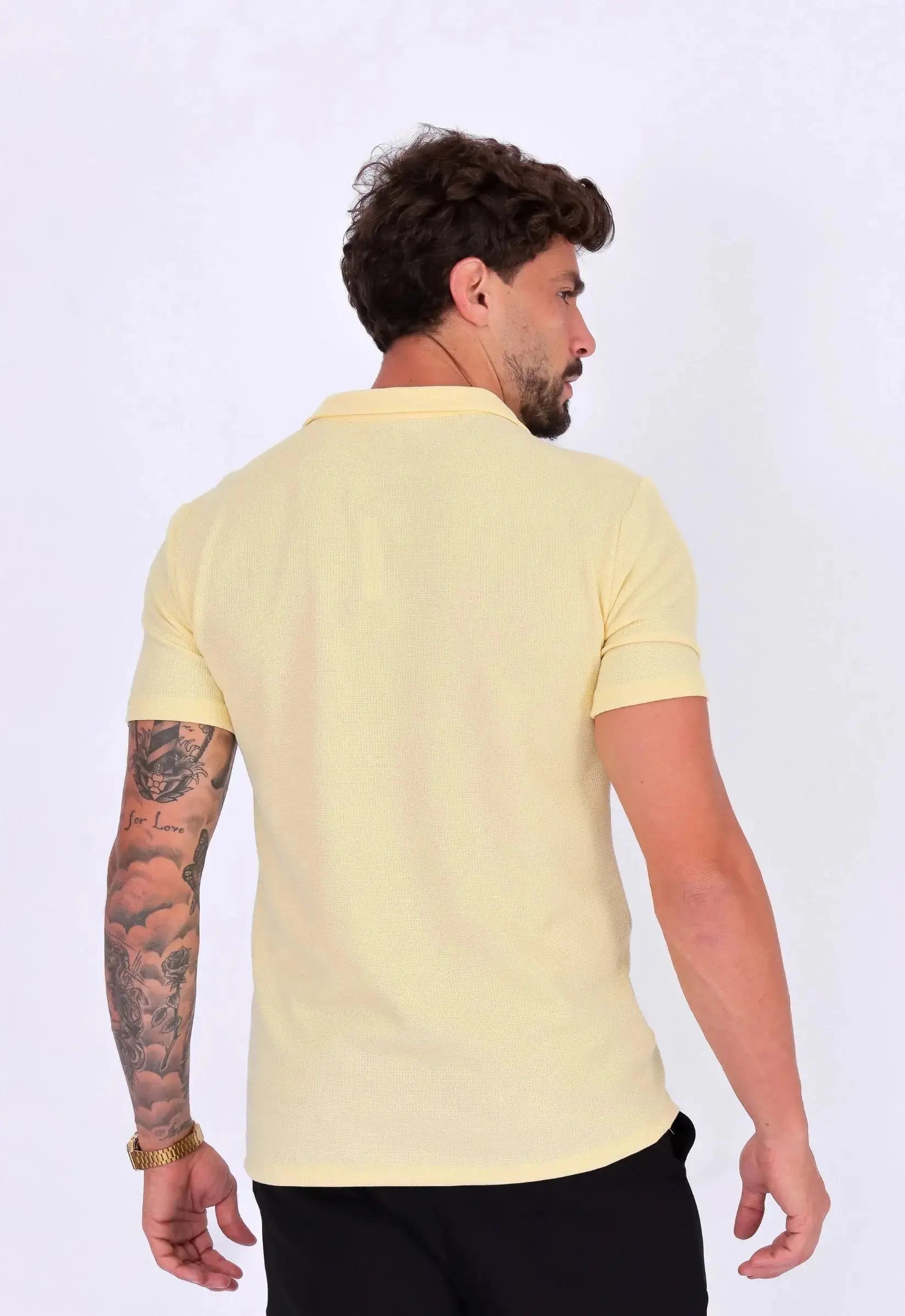 Camisa Polo Italiana Tricot Masculina Amarela – design europeu que não amassa com facilidade | CW Store