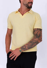 Camisa Polo Italiana Tricot Masculina Amarela – toque macio e textura sofisticada | CW Store