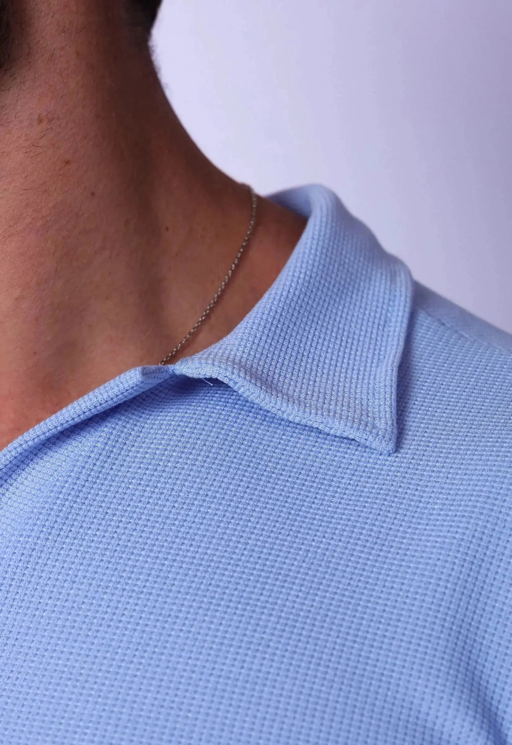 Camisa Polo Italiana Tricot Masculina Azul Claro – estilo italiano sofisticado | CW Store