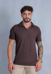 Camisa Polo Italiana Tricot Masculina Marrom Café | CW Store