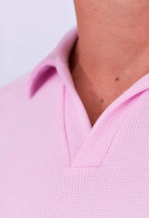 Camisa Polo Italiana Tricot Masculina Rosa Claro – caimento slim que valoriza o corpo | CW Store