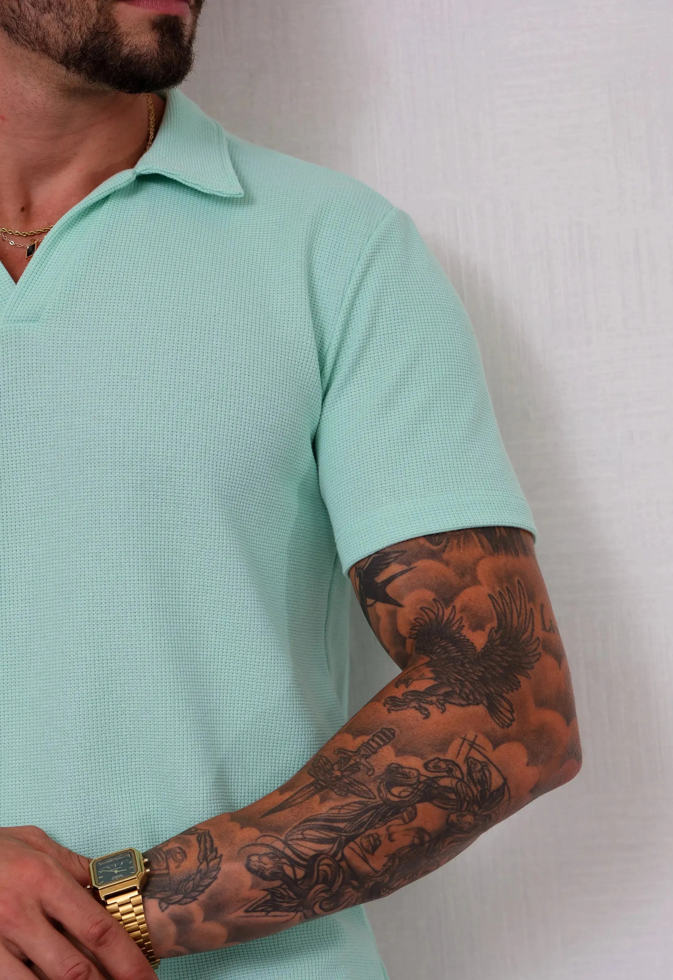 Camisa Polo Italiana Tricot Masculina Verde Claro – estilo italiano sofisticado | CW Store