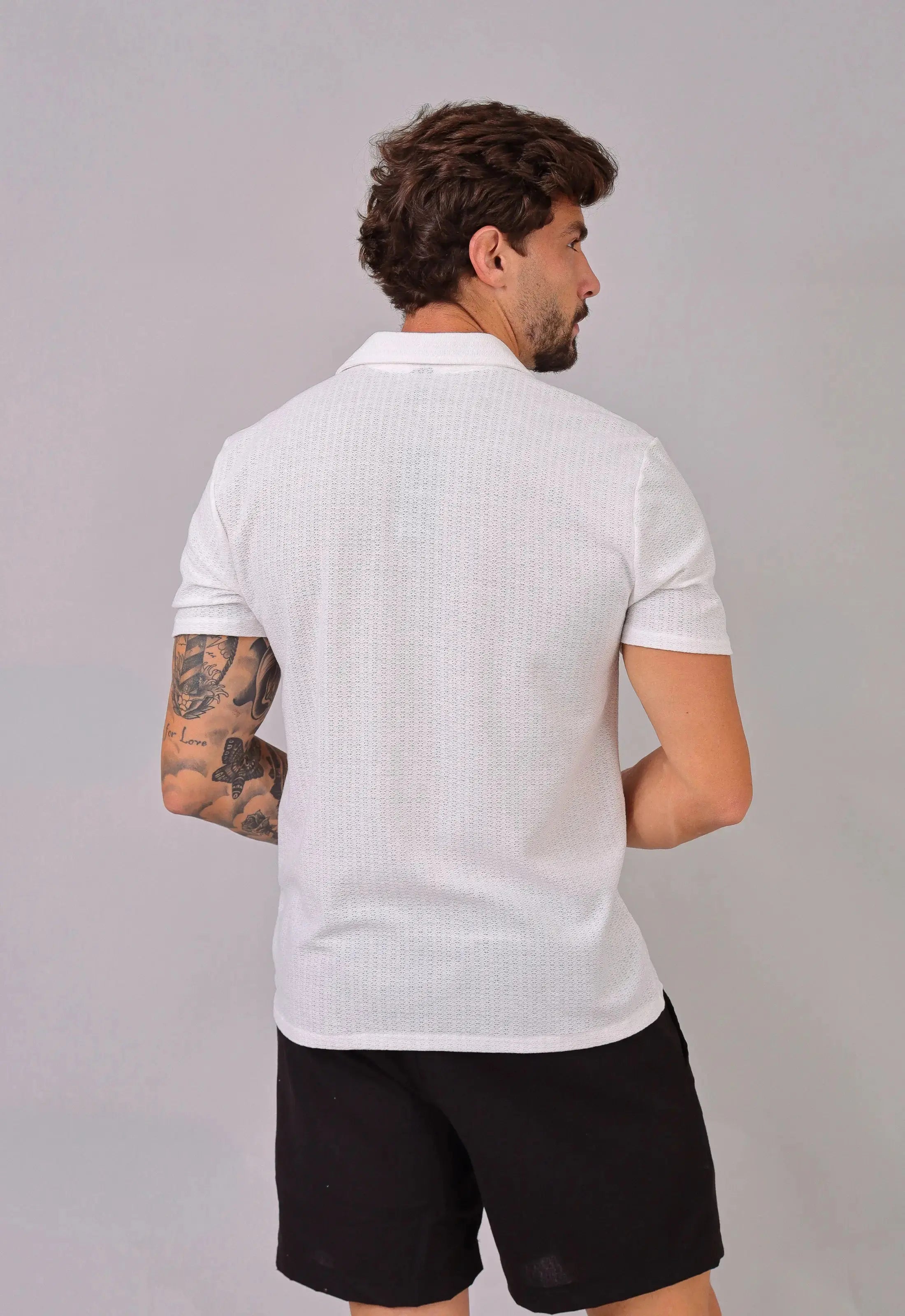 Camisa Masculina Tricot Branca – acabamento refinado | CW Store