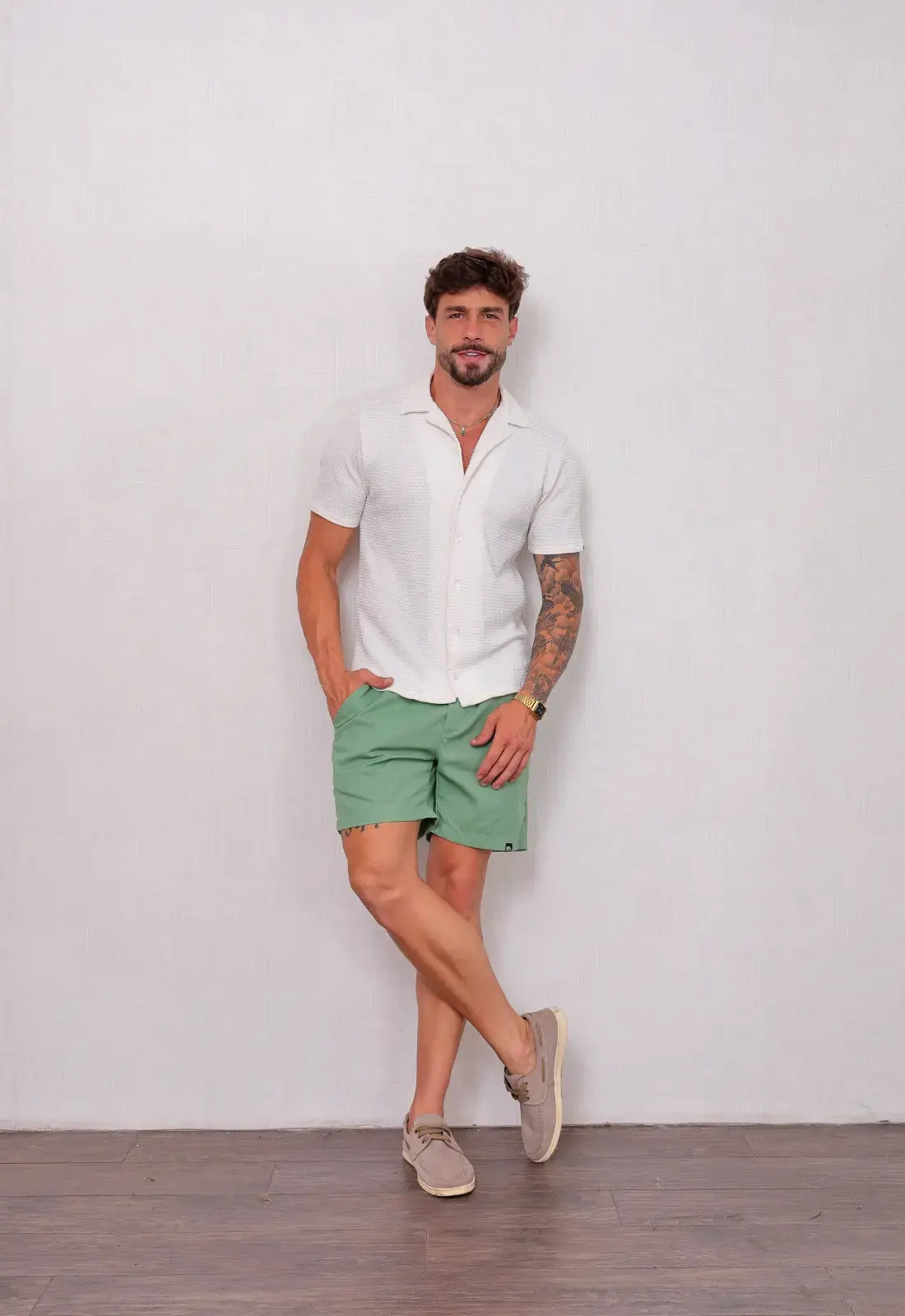 Camisa Masculina Tricot Touch Branca – acabamento refinado | CW Store