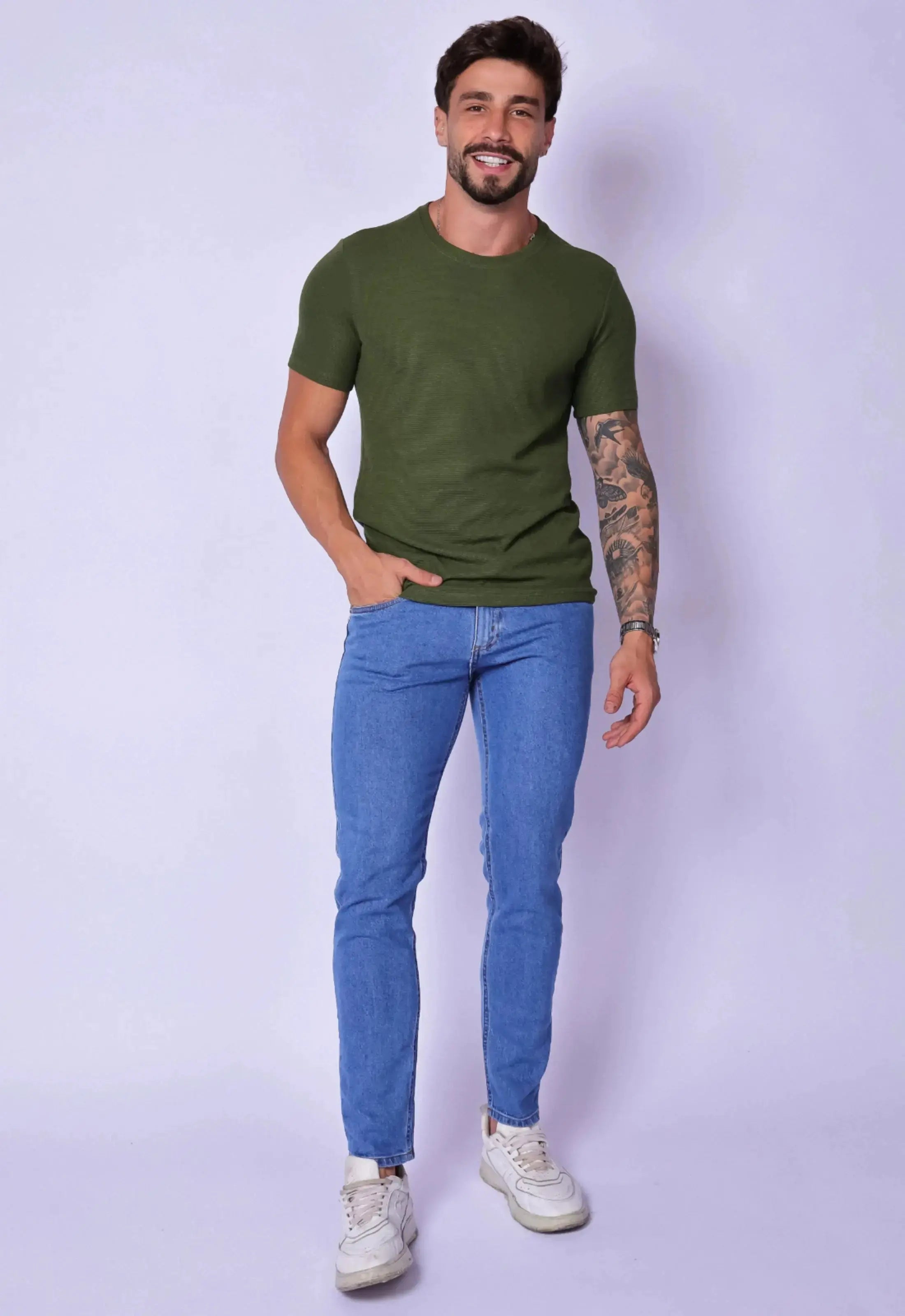 Camiseta Masculina Tricot Verde – conforto e estilo minimalista | CW Store