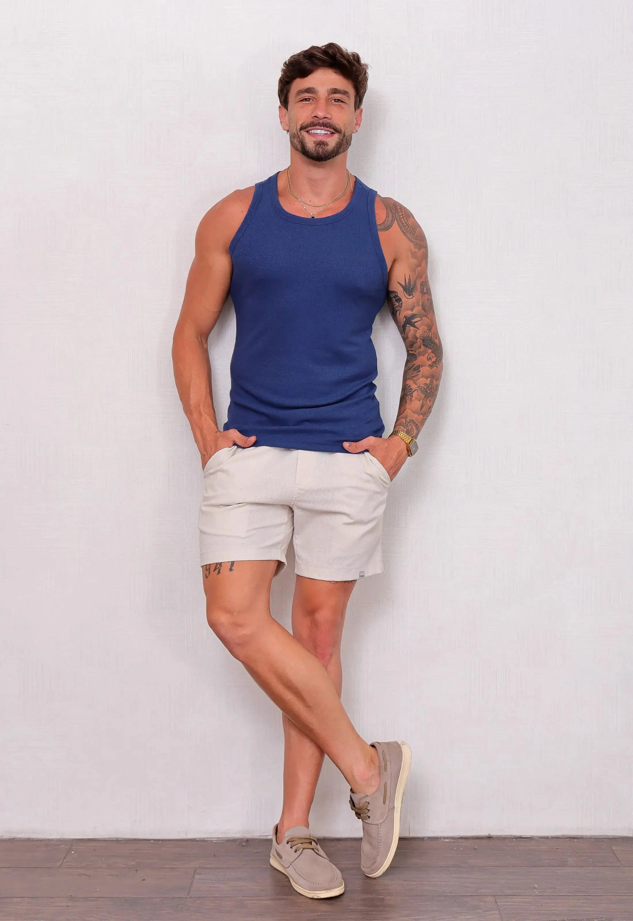 Camiseta Regata Americana Masculina Azul – ideal para o verão e looks casuais | CW Store