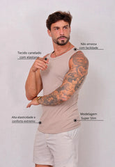 Camiseta Regata Americana Masculina Bege – malha leve e confortável | CW Store