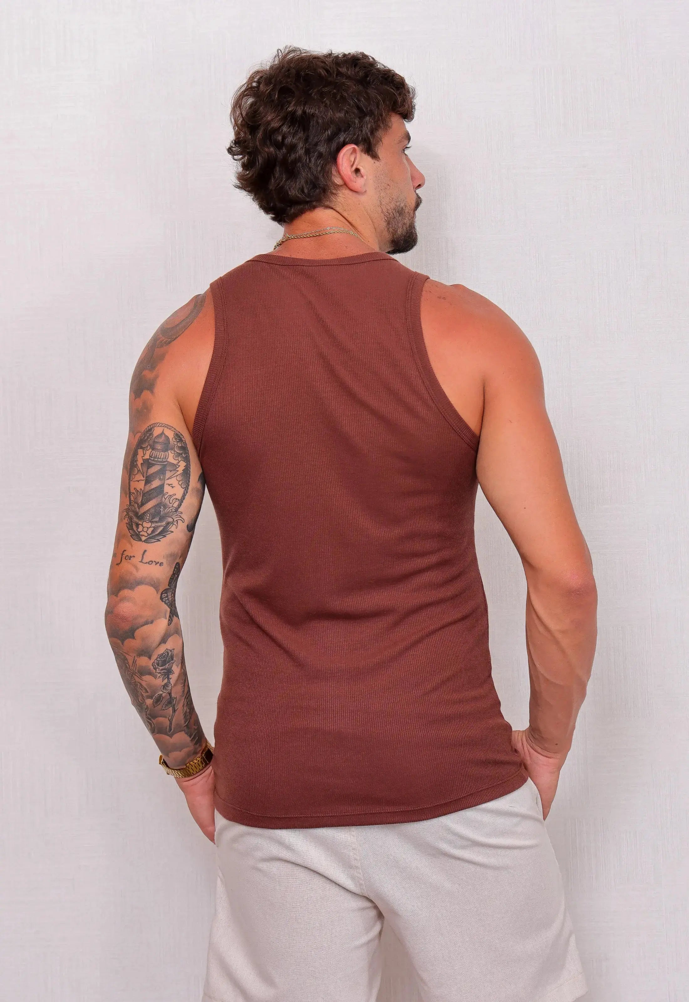 Camiseta Regata Americana Masculina Marrom – toque macio e respirável | CW Store
