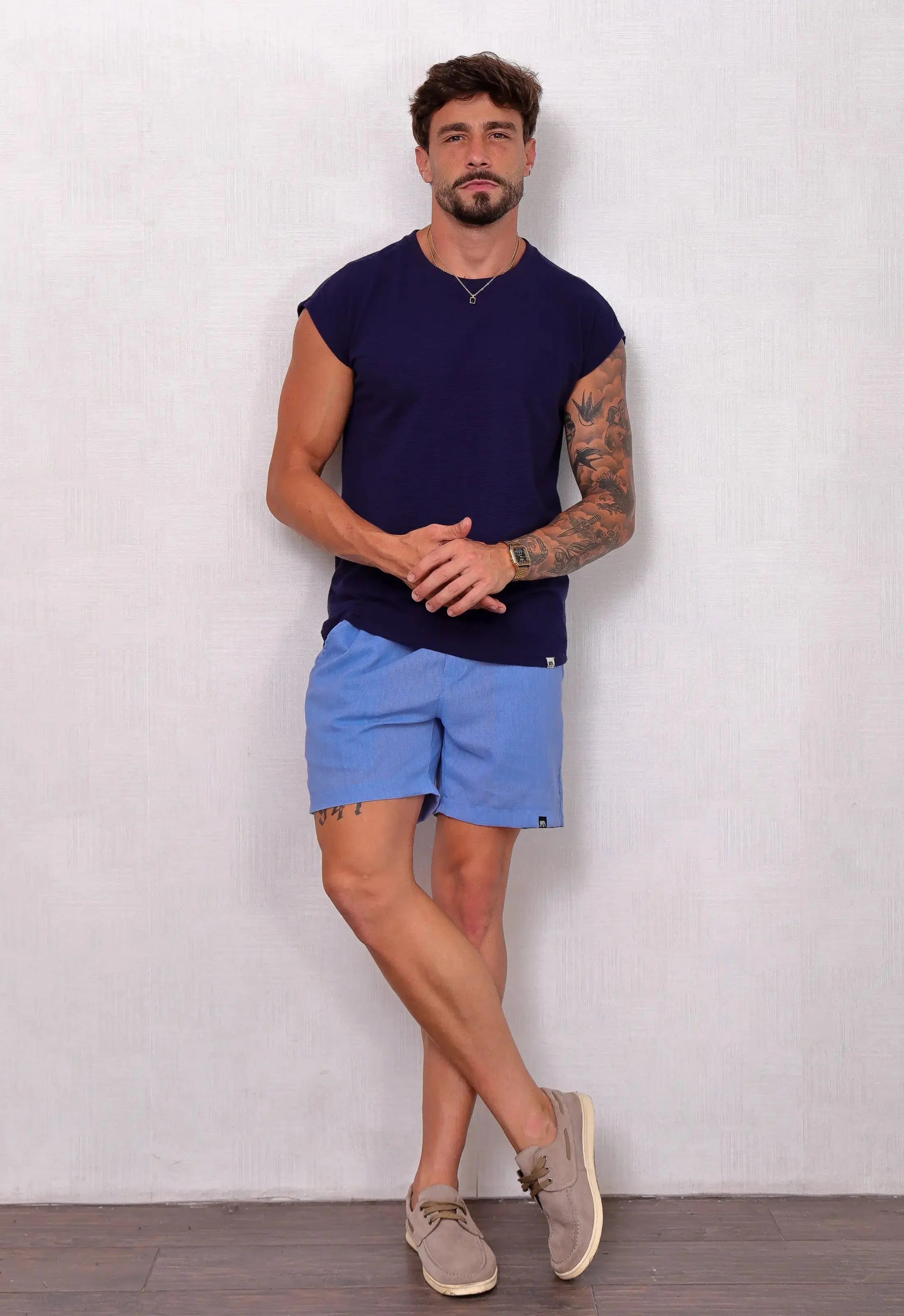 Camiseta Regata Tricot Masculina Azul Marinho – peça versátil para o dia a dia | CW Store