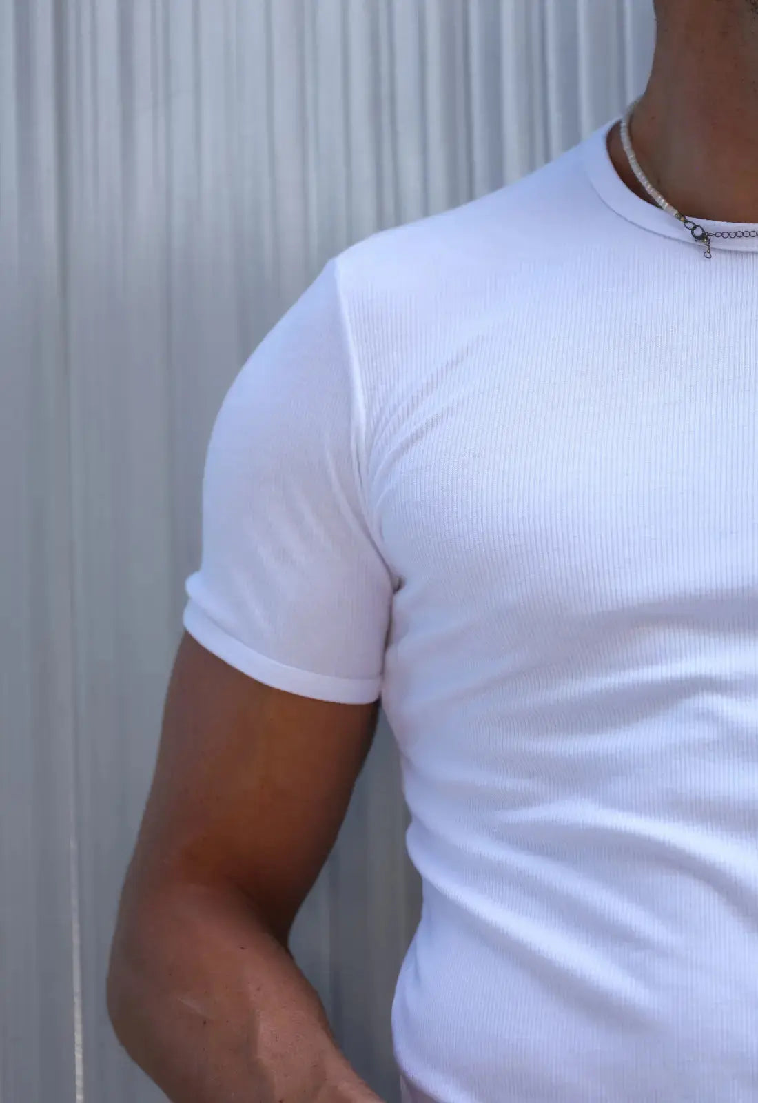 Camiseta Slim Canelada com Elastano Masculina Branca – moda masculina premium | CW Store