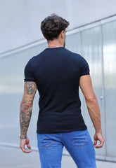 Camiseta Slim Canelada com Elastano Masculina Preto – toque macio e conforto o dia todo | CW Store