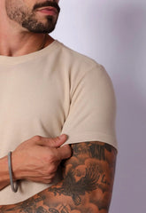 Camiseta Masculina Tricot Bege – toque macio e caimento ajustado | CW Store