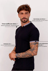 Camiseta Tricot Italiana Masculina Preta – tricô premium com elastano | CW Store